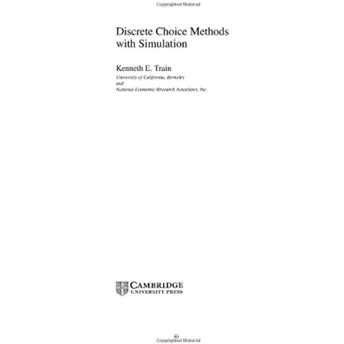 Discrete Choice Methods With Simulation (Hb 2...