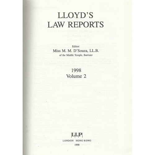 Lloyds Law Reports 1998 Vol 2 (Hb 1998) 